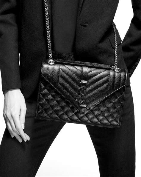 ysl small envelope in quilted grain de poudre leather|Saint Laurent.